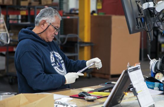 Man looking at a product